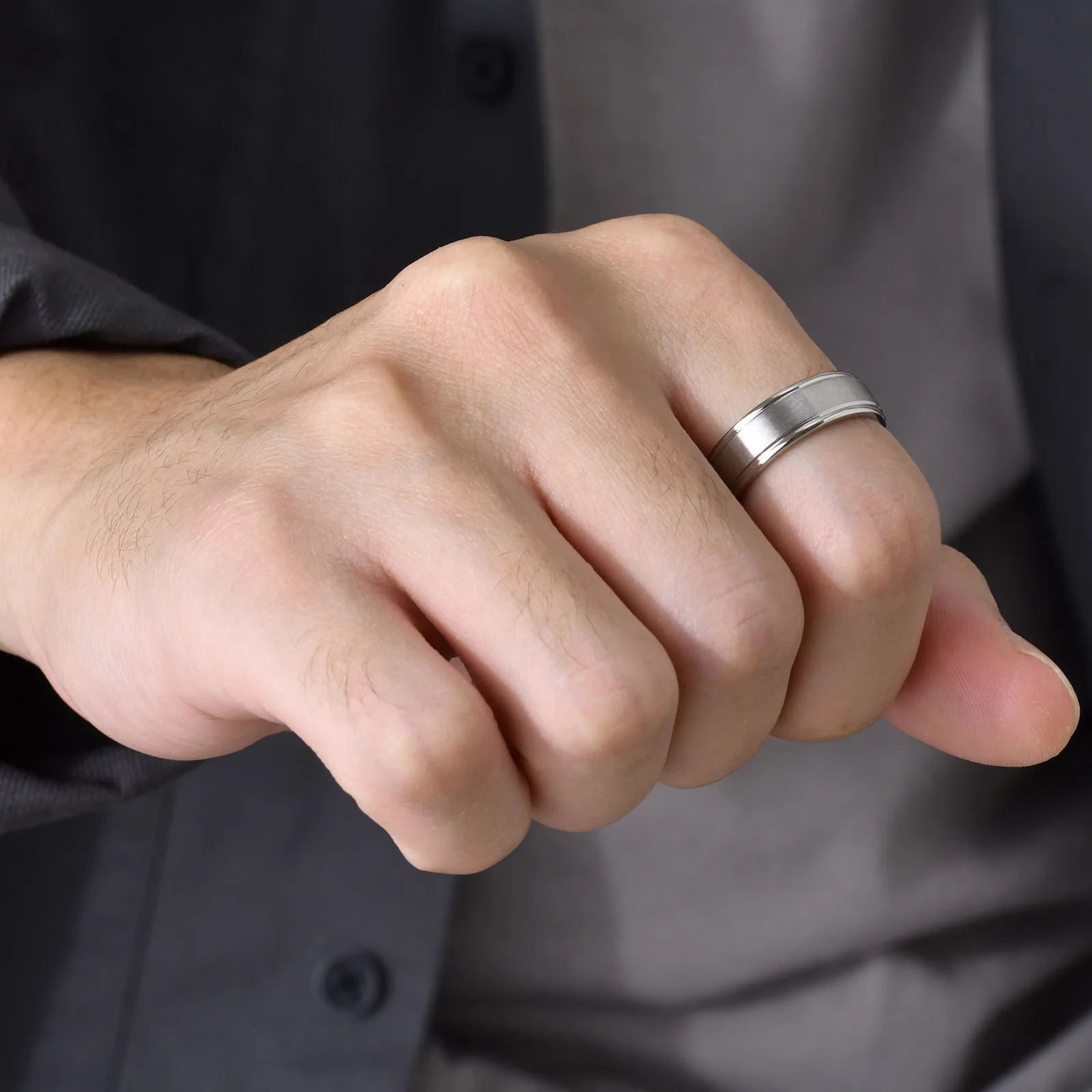 Man Stainless Steel Ring Mattesurface Finger Band, Classic Simple Wedding Birthday Party Dad Boyfriend  Valentine's Day Gift 5