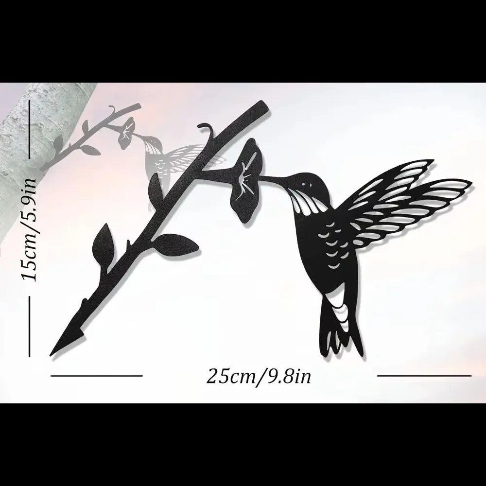 Garden Decoration Hummingbird Metal Silhouette Outdoor