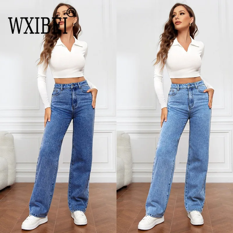 WXIBEI Jeans For Women Light Blue Harem Jeans Women High Waist Stretchy Ankle Jeans Spring And Autumn Jeans Female Denim FC917