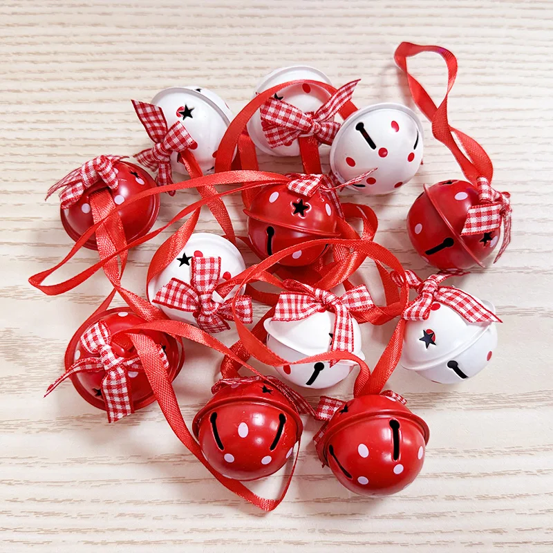 12Pcs Christmas Snowflake Jingle Bells Metal Decorative Pendant Xmas Tree Hanging Ornament 2025 New Year Home Party Decorations