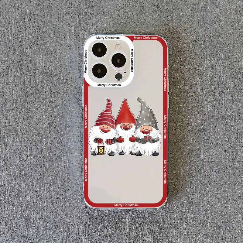 Festive Santa Claus Clear Phone Case - Cute Holiday Design, Durable Transparent Back Cover