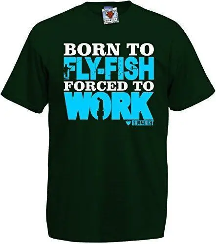 Born To Fly Fish T-Shirt Da Uomo Forzata Al Lavoro Divertente Xmas Present Fishing Catch