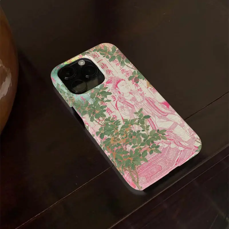รูปสินค้า เคสโทรศัพท์ลายพระมัญชุศรี สีชมพู พร้อมพระคัมภีร์พุทธศาสนา