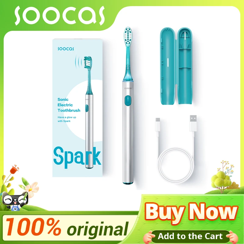 

SOOCAS Sonic Electric Toothbrush Spark Smart Cleaning Ultrasonic Tooth Brush USB Rechargeable IPX8 Waterproof Travel Portable