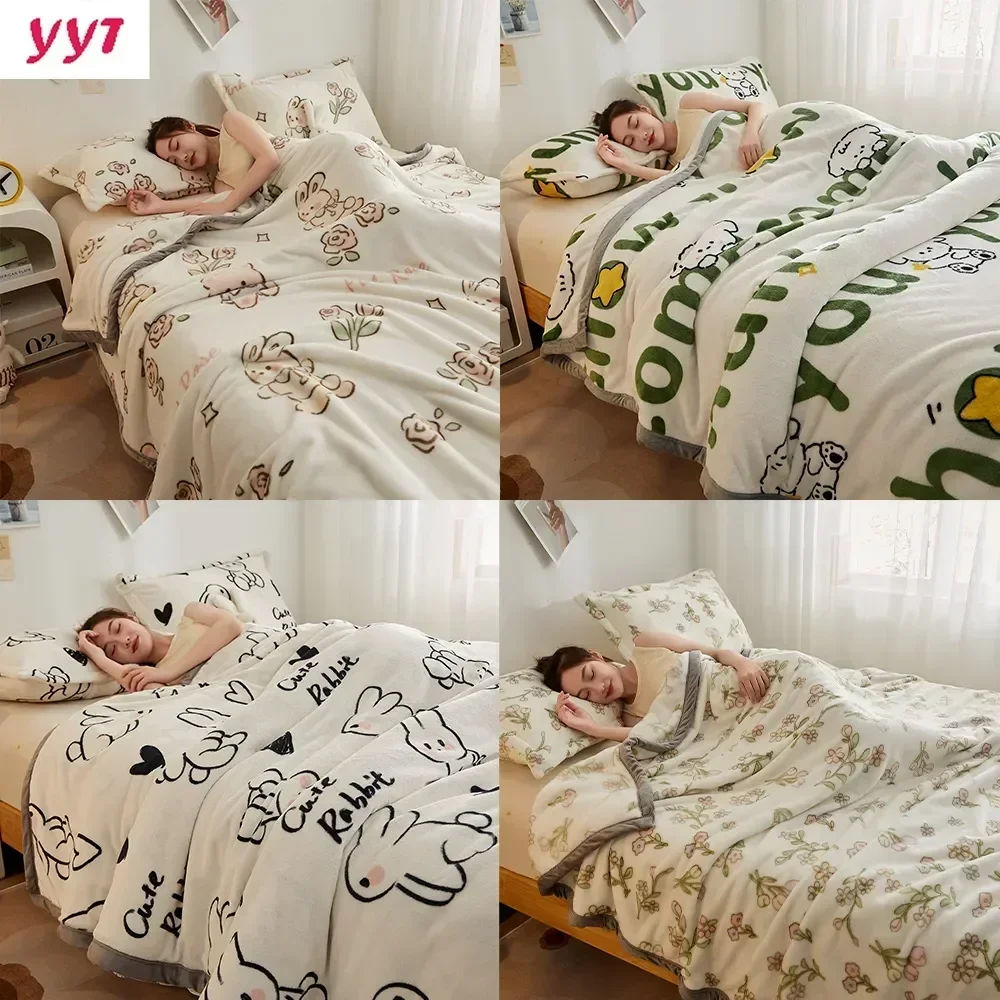 

YanYangTian Winter Warm Plaid Blanket Comfortable Blanket Cartoon Bed Cover Solid Color Office Multifunction Travel Blanket