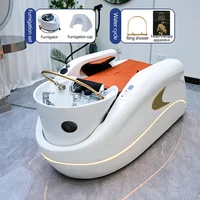 Lit de lavage de cheveux entièrement automatique pour salon de coiffure, mobilier commercial haut de gamme, design luxueux pour barbier, qualité supérieure, ergonomique 6