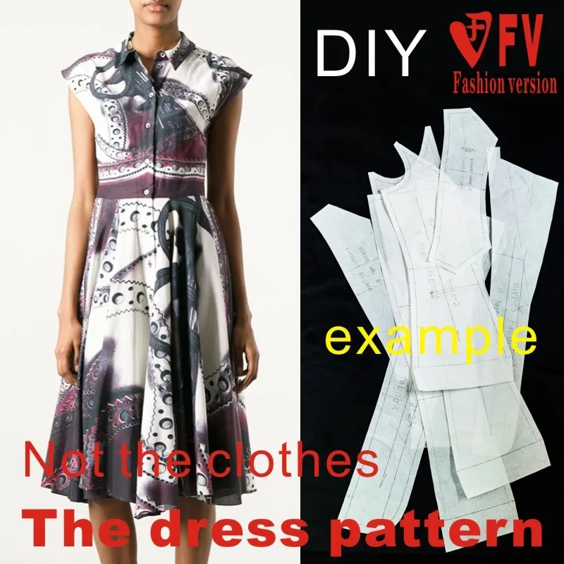 Sewing Template Clothing DIY The dress Dresses Sewing Pattern cutting drawing Women's Dress Sewing Template BLQ-44