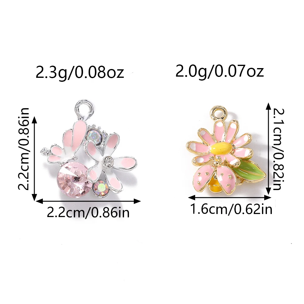 Tusember 10 Stück niedliche Kristall-Gänseblümchen-Blumen-Marienkäfer-Bienen-Anhänger für DIY-Ohrringe, Armbänder, Halsketten, handgefertigtes Kunsthandwerk – Detail 14
