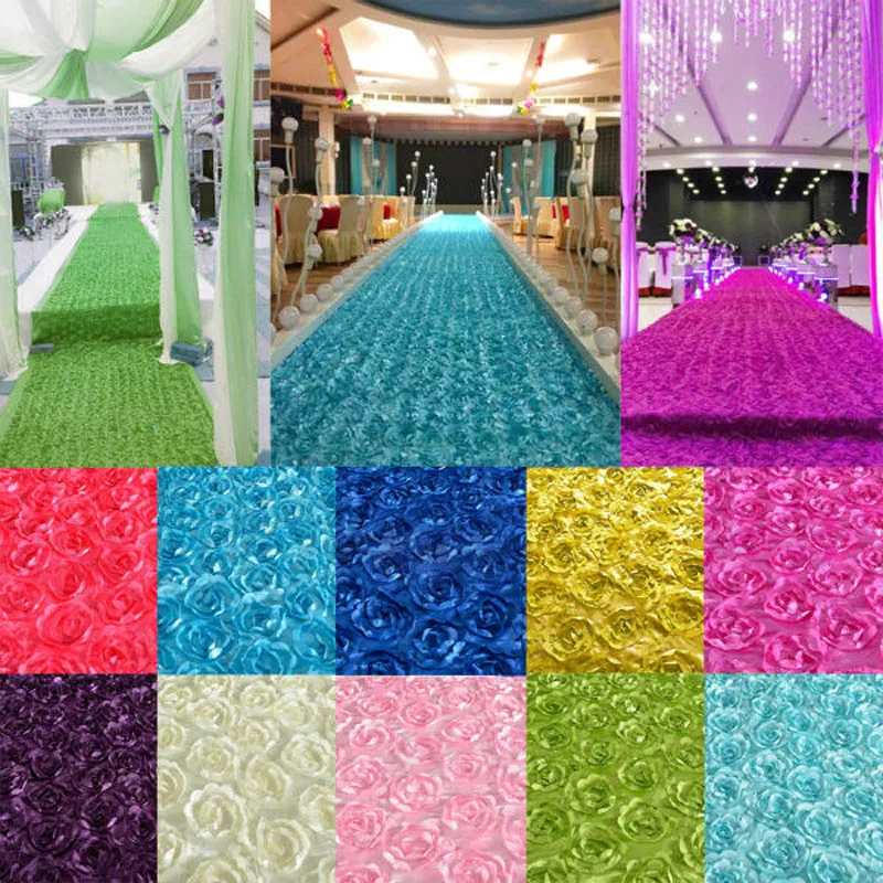 Runner Marriage Carpet Curtain Wedding Party Backdrop Decoration 140cm Width Satin Fabric 3D Rose Flower Aisle