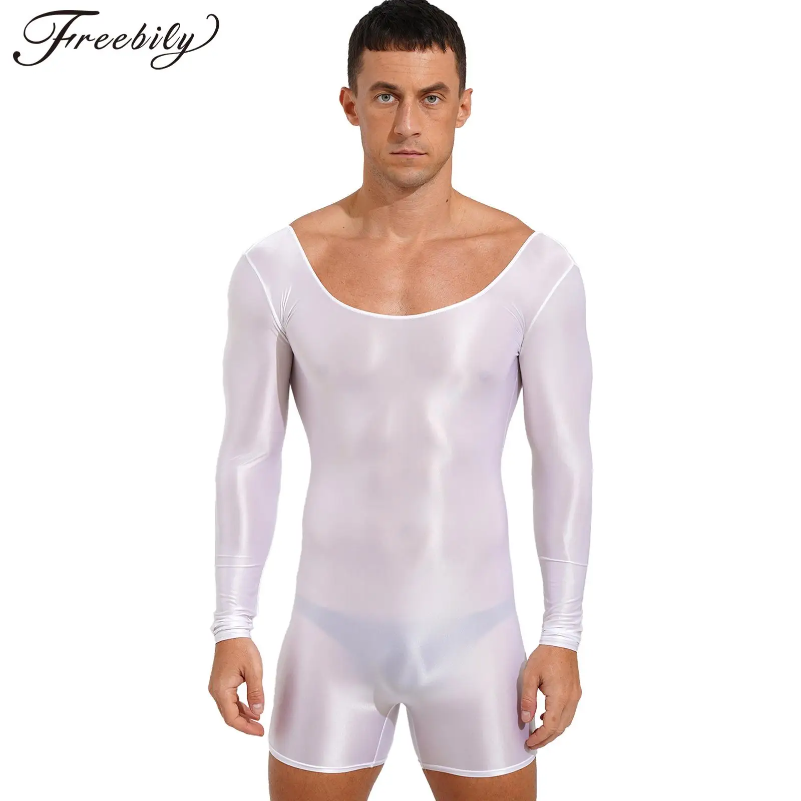 Costumi Da Bagno A Maniche Lunghe Da Uomo Rash Guard Tuta Elastica Lucida Mankini Costume Da Bagno Abbigliamento Sportivo Per Yoga Dance Fitness Beach