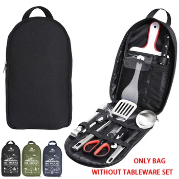 2024 Picnic Utensil Set Storage Bag Hiking Camping BBQ Tableware Organizer Travel Large Capacity Cookware Carrying Case