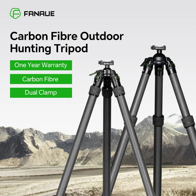 Hunting Tripod Rifle Rest Stand Carbon Fiber Hunting Tripod for Rifle Quick Release Clamp Compatibility Arca Swiss RRS Dovetail Picatinny