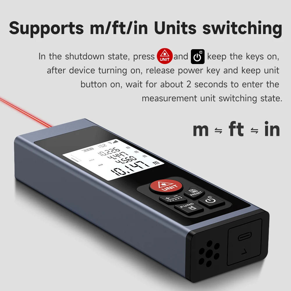 Mini Laser Tape Measure 40M Laser Distance Meter High Accuracy Roulette Multiple