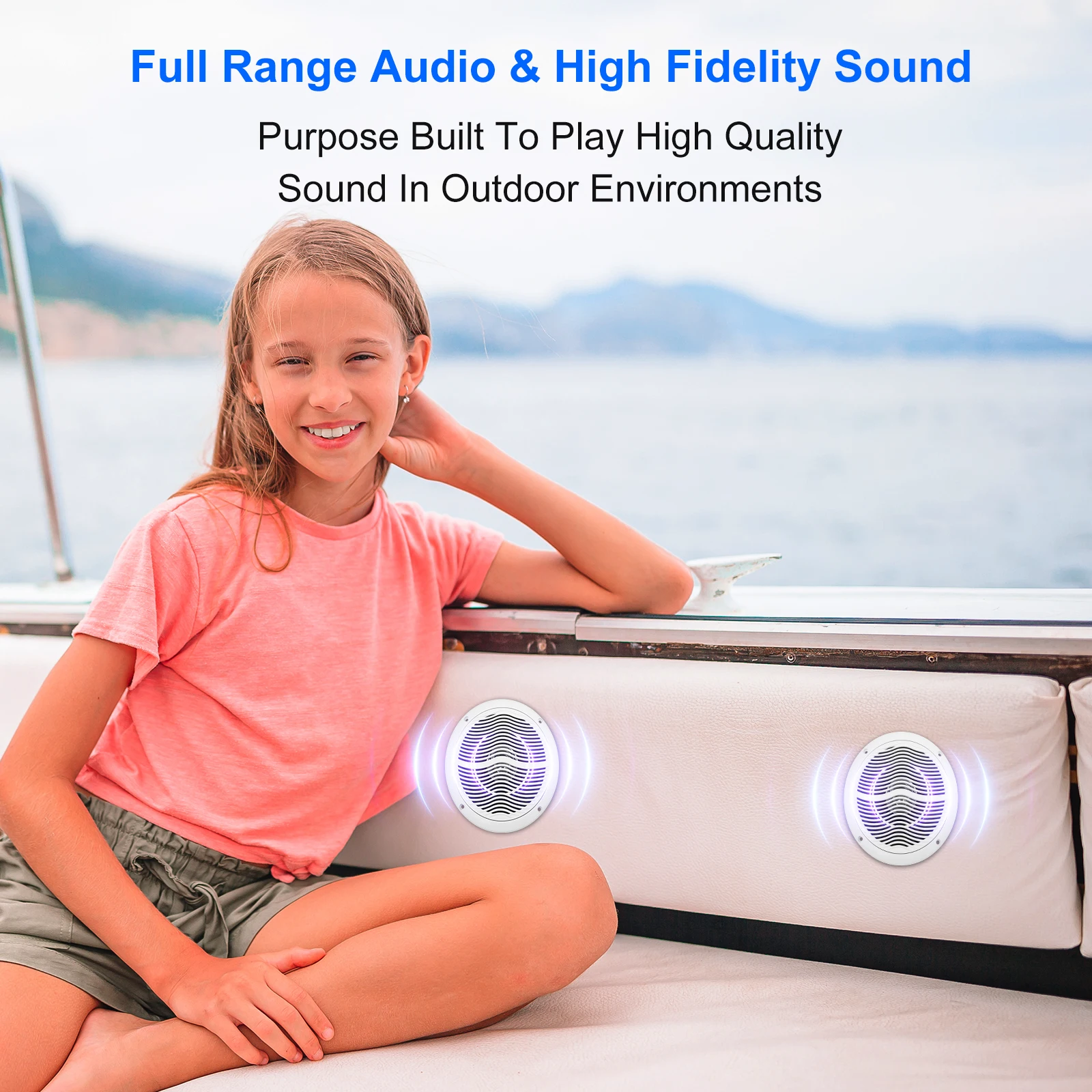 Herdio 6.5インチマリンスピーカー、120W防水ボートステレオシステム壁取り付け天井スピーカー、ペアで販売、ブラック : Herdio 6.5インチマリンスピーカー、120W防水ボート