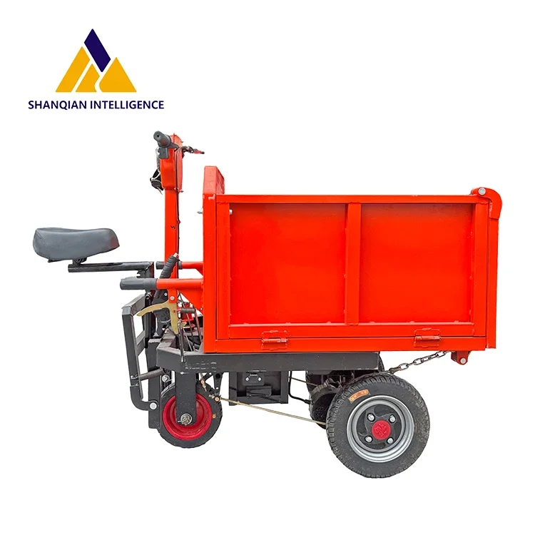 Shanqian High Quality Battery Hand Push Dump Cart Powered Dump-overland Carts Garden Trolley For Construction Site