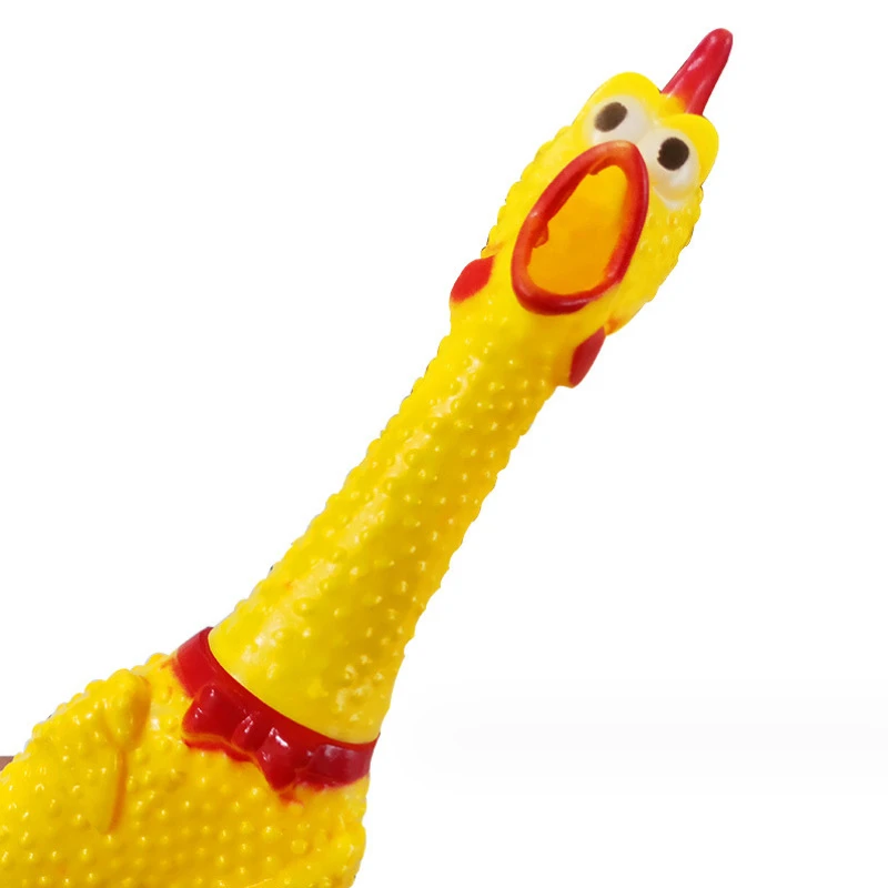 New Pets Dog Chew 16/30/39 cm Squeak Toys Screaming Chicken Squeeze Rubber Sound Dog Toy Durable Funny Yellow Vent Chicken 4