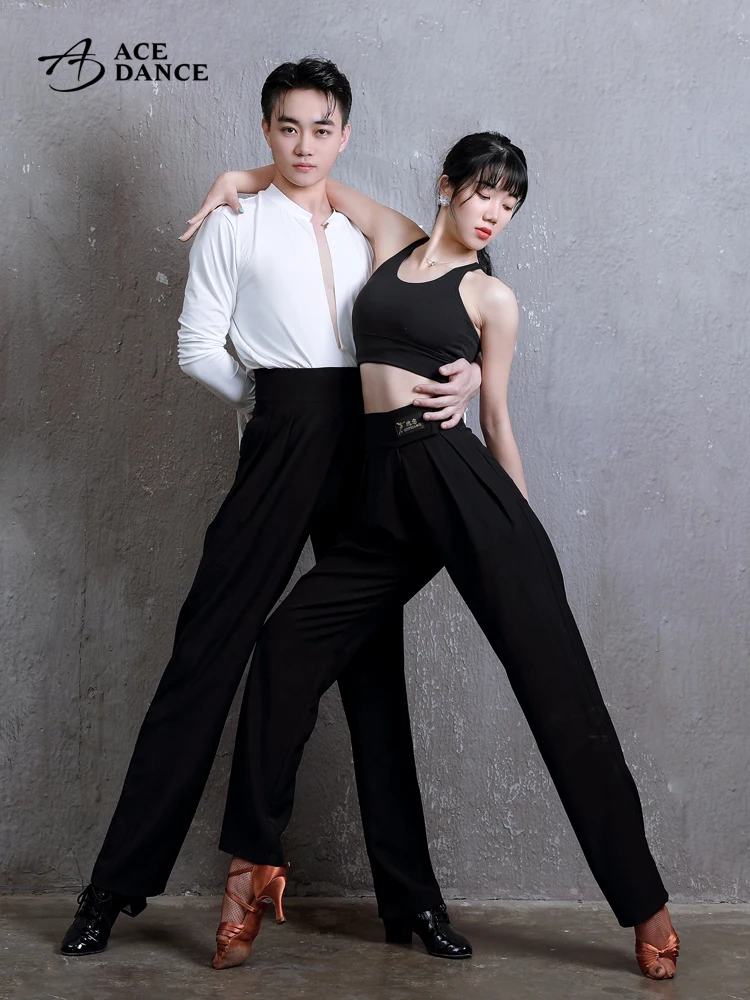 

Genderless Latin Dance Pants Different Colors Autumn Winter Style High-waisted lace-up Practice Pants For Women And Men DA181