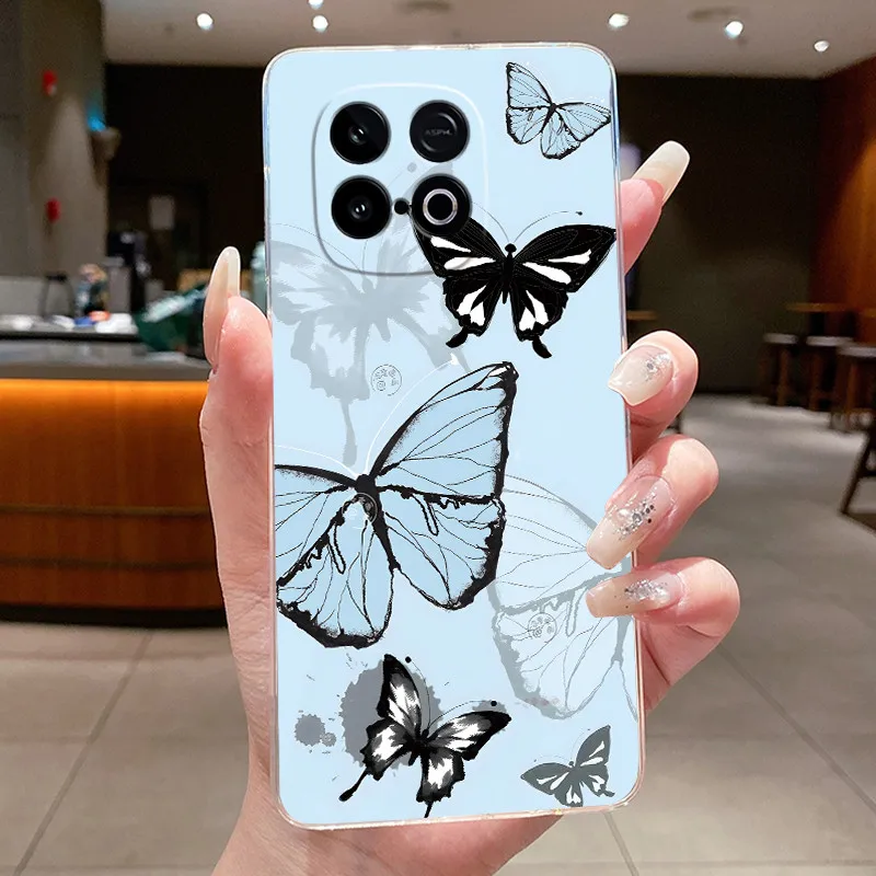 Clear Fashion Butterfly Flower Soft TPU Silicone Phone Cover