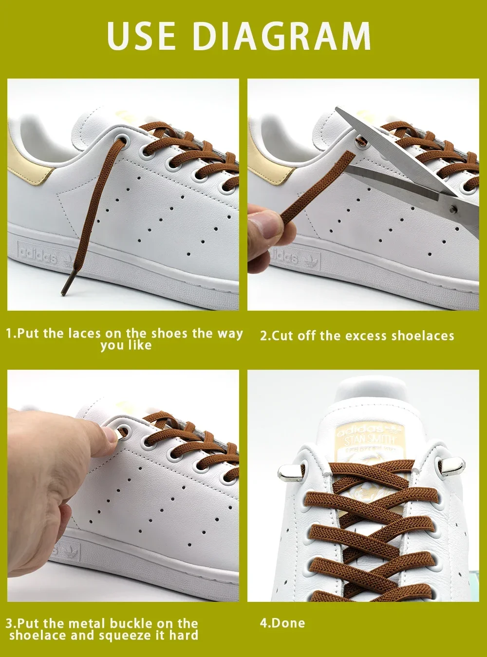 Fashion No Tie Shoe laces Elastic Laces Sneakers Flat Shoelaces without  ties Kids Adult Quick Shoe lace Rubber Bands for Shoes