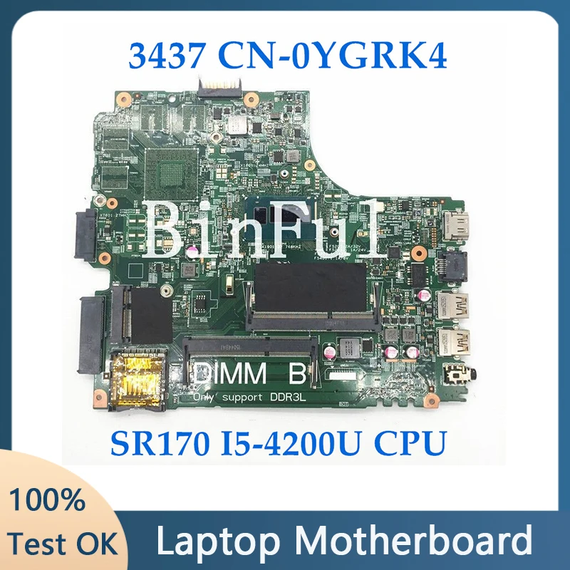 

CN-0YGRK4 0YGRK4 YGRK4 материнская плата для Dell 14R 3437 5437 материнская плата для ноутбука 12307-2 Вт/SR170 I5-4200U системная плата процессора 100% протестирована ОК