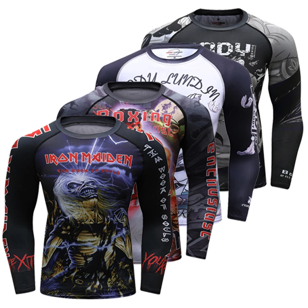 Sports Apparel Sports Jiu Jitsu T-shirt BJJ Rash Guard For Men Bjj No GI MMA Ranked Full Sleeve Compression Clothing Boxing Rashguards Shirts