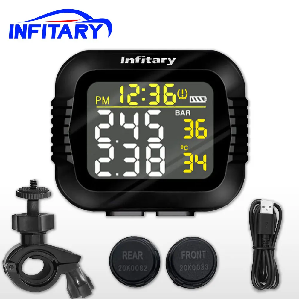 Motorcycle TPMS Tire Pressure Monitoring System Big Wireless LCD Colorful Display Shift For Status Precise Digital Moto motorcycle tire pressure monitor