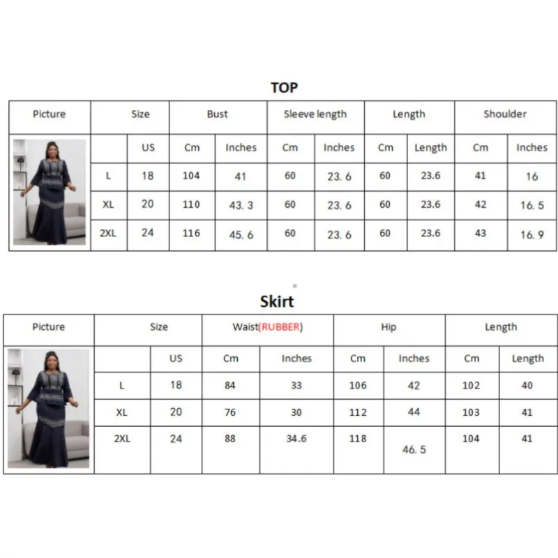 2 Piece Skirt Sets Autumn New Elegant Party Light Luxury Diamond African Dresses For Women Fashion Tops And Skirts Matching Set