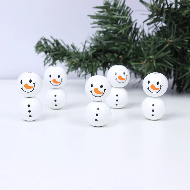

Cross Border Christmas Festival Supplies 20mm Snowman Wooden Beads Christmas Theme Colorful Wooden Beads String Diy Wooden Beads
