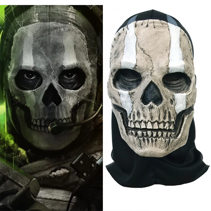 

Game Ghosts Skull Mask Cosplay Costume Unisex Latex Hood Headgear Adult Halloween Carnival Party