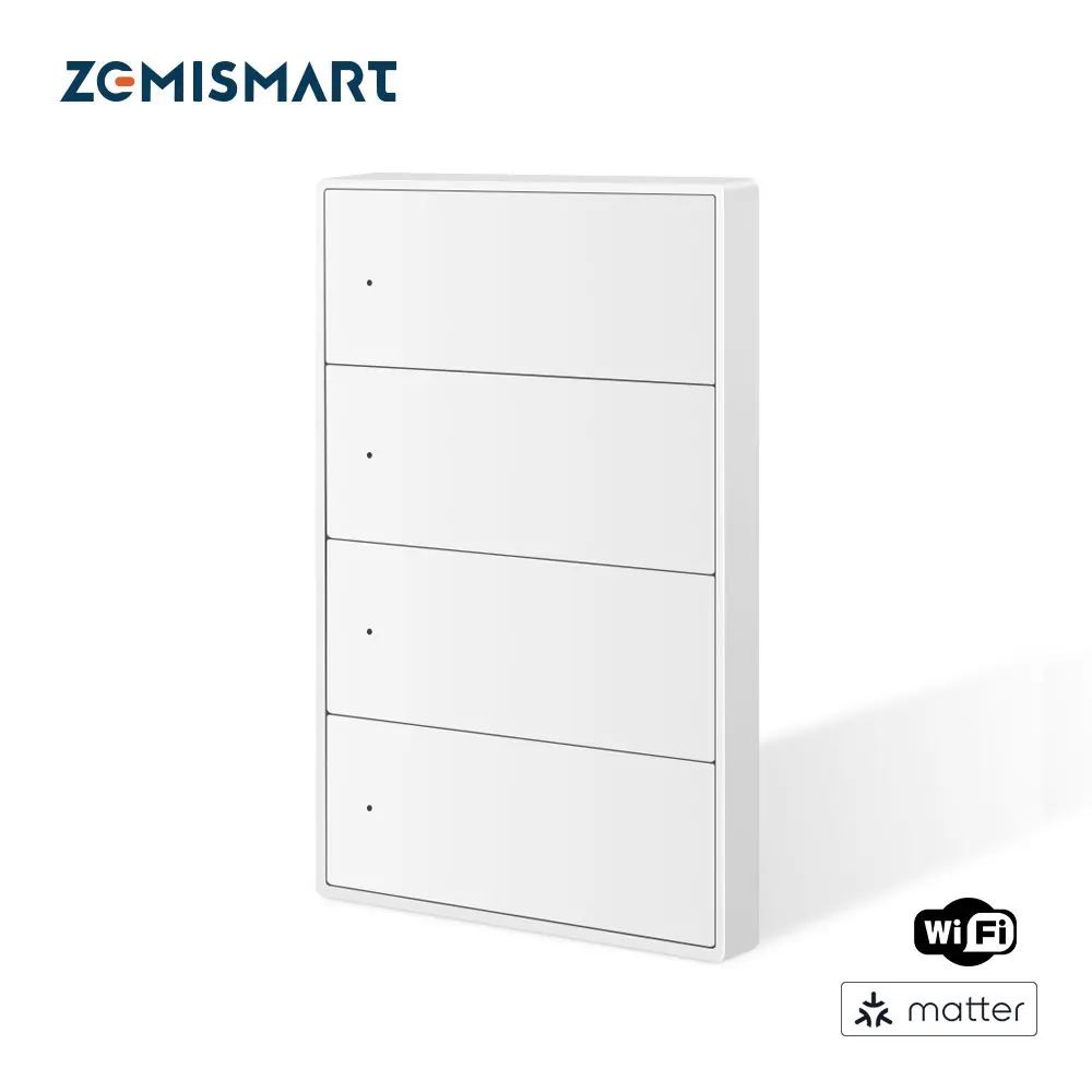 Zemismart Matter WiFi 1 2 3 4 6 Gangs สมาร์ท Wall Light Switch Neutral ต้องใช้ปุ่มขนาดใหญ่ SmartThings App Homekit ควบคุม 1