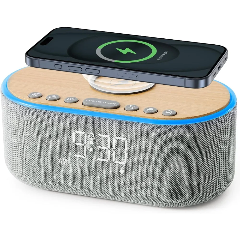 

Alarm Clock Bluetooth FM Radio: 10W Stereo Sound Speaker,Dimmable Clock Radio for Bedroom,Alarm Clock