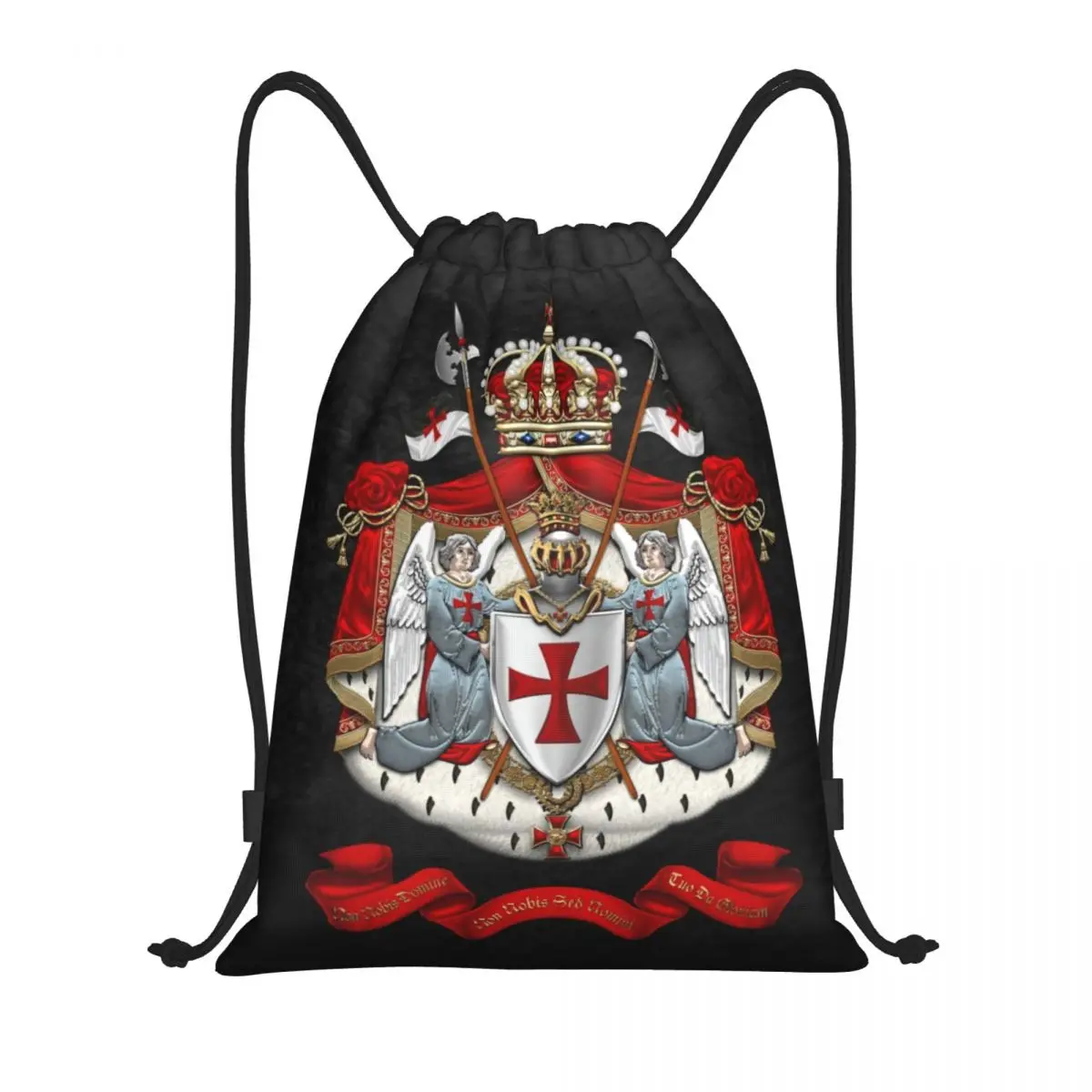 

Custom Knights Templar Coat Of Arms Drawstring Bag Shopping Yoga Backpacks Men Women Medieval Warrior Cross Sports Gym Sackpack