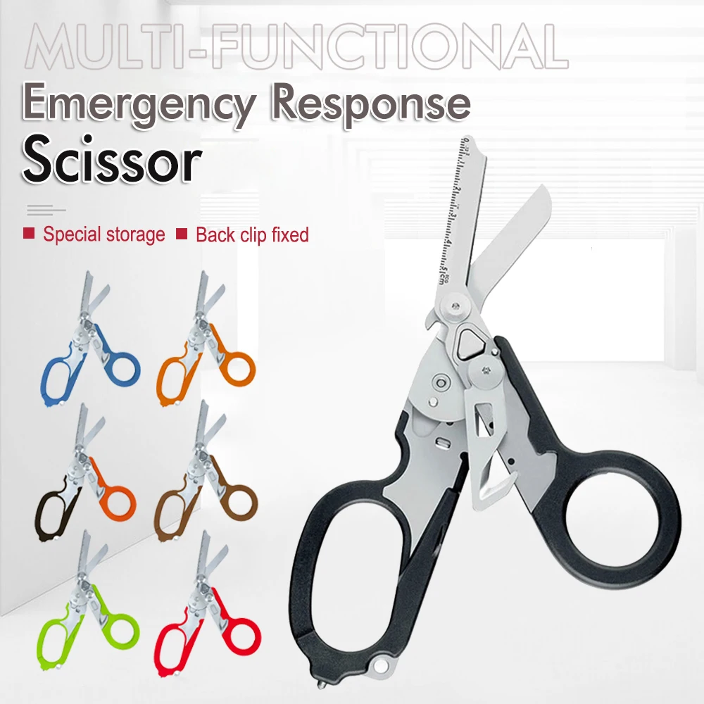 Raptor Emergency Response Shears Multifunctional Scissors with Strap Cutter and Glass Breaker with Compatible Holster
