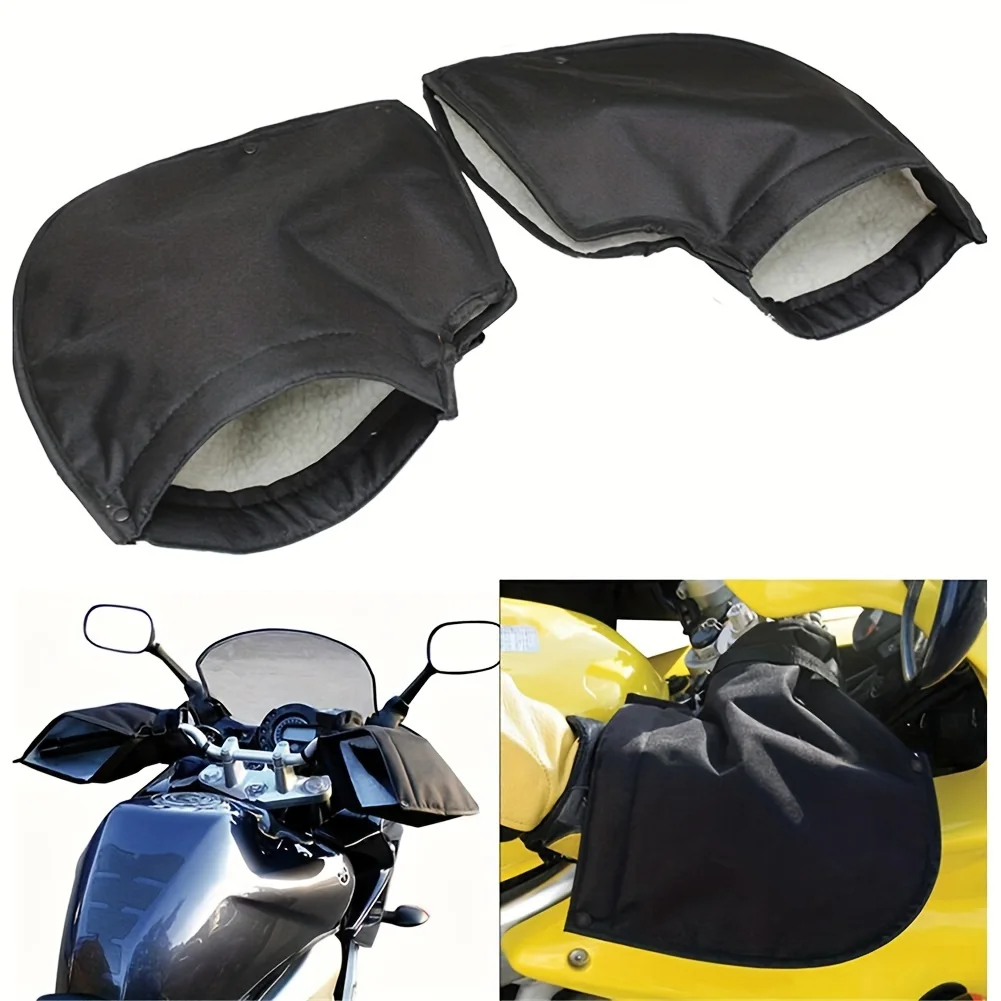 Windproof Motorcycle Handlebar Gloves 32x27x2.5cm Warm Velvet Covers For Cold Winter Warmer Motorbike/Scooter Handlebar Grip 2