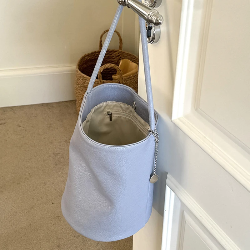 Homemade Bag Women 2026 New Retro Soft Leather Portable Bucket Bag All-Match Commuter Shoulder Underarm Bag Purses and Handbags