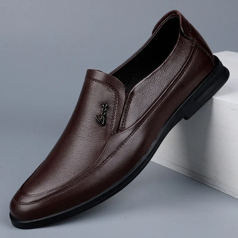 

Classic Italian Genuine Leather Men's Black Shoes Fashion 2022 New Casual Man Wedding Evening Dress Shoes Comfortable Flat Shoes