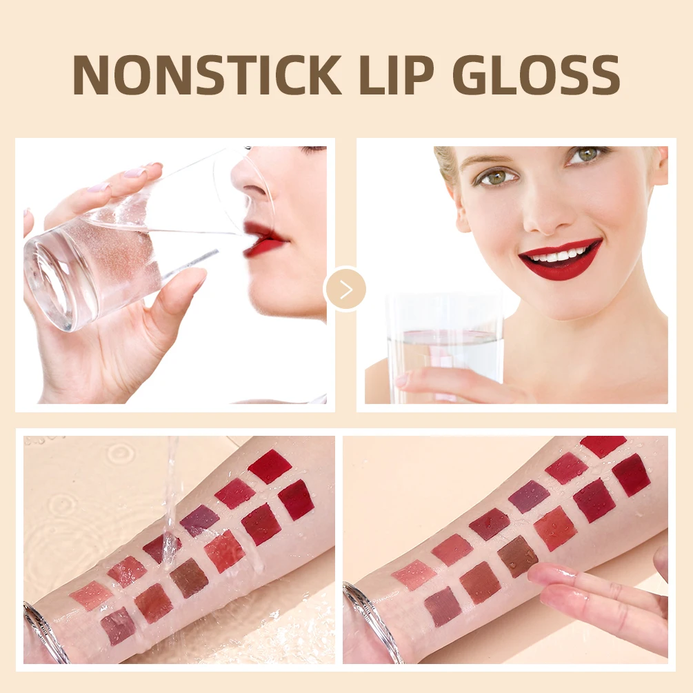 12 Colors Matte Liquid Lipstick Sets Lip Gloss Waterproof Long Lasting Sexy Red White Black Nude Lipgloss Makeup Sets_voghion.com