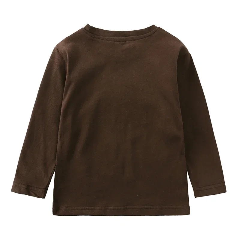 Spring Autumn Kids Boy Girls Cotton T-shirt Toddler Solid Casual Long Sleeve Top Tee for Children Soft Korean Style Tops Clothes 2