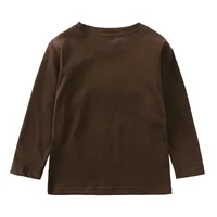 Spring Autumn Kids Boy Girls Cotton T-shirt Toddler Solid Casual Long Sleeve Top Tee for Children Soft Korean Style Tops Clothes 2