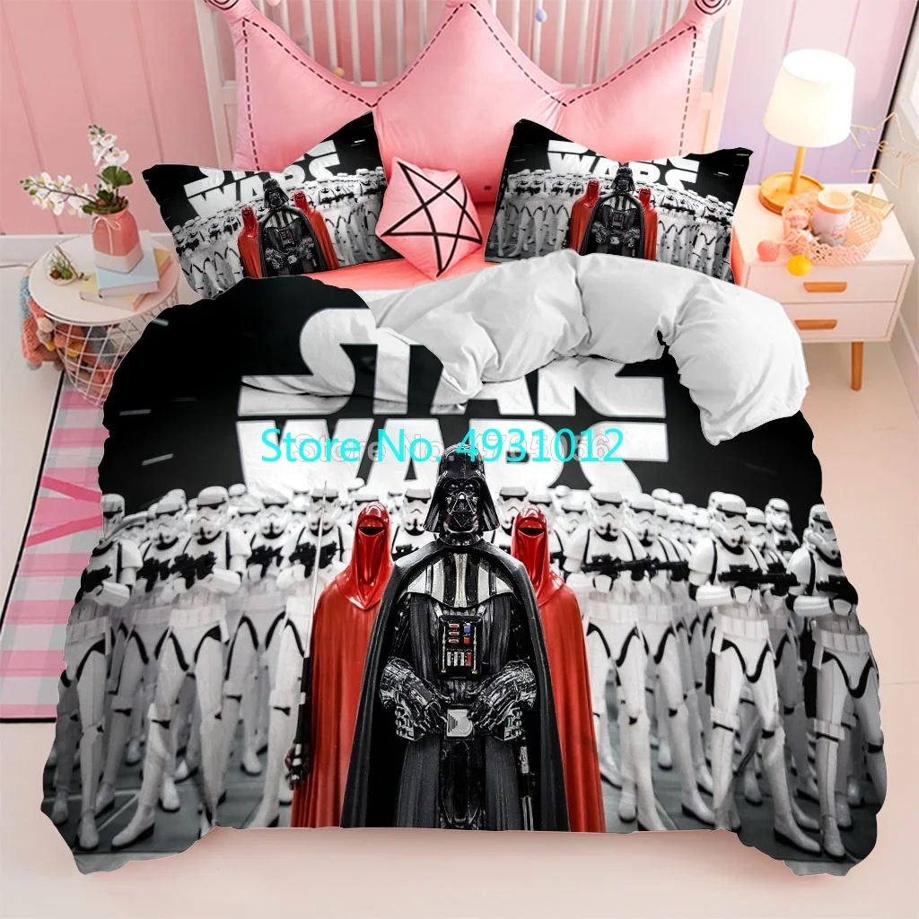 

Anime Black Warrior StarW-Wars Baby Kids Bedding Sets 3D Cartoon Boys Duvet Cover Set Pillowcase Bedroom Decor Bedclothes