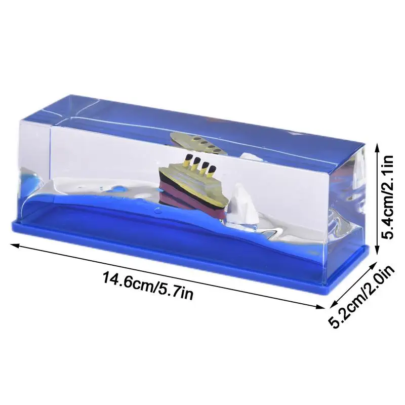 TOKZON Cruise Ship Fluid Drift Bottle, Floating Desk Cruise Ship Toy, Unsinkable Boat Decor, Titanic Toys, Cruise Ship Mode Floating Bottle, Gifts For Home Desk Decoration-B