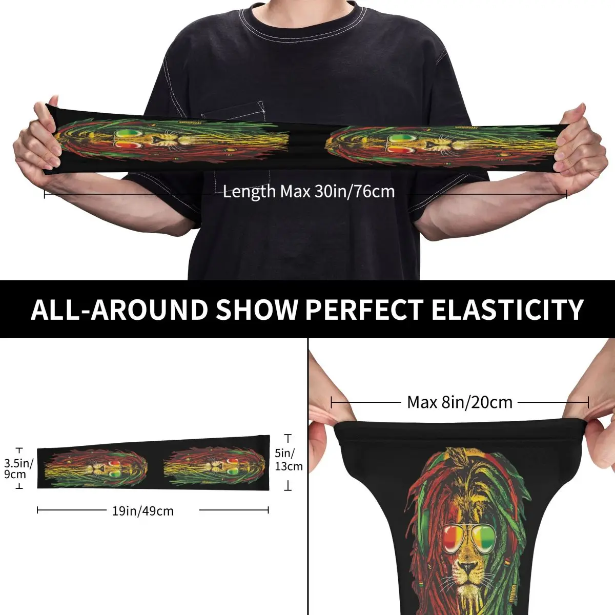 Rasta Lion Of Judah Jamaica Cooling Arm Sleeves for Men Women Reggae Rastafari Rasta Fishing Cycling Driving Tattoo Cover Up