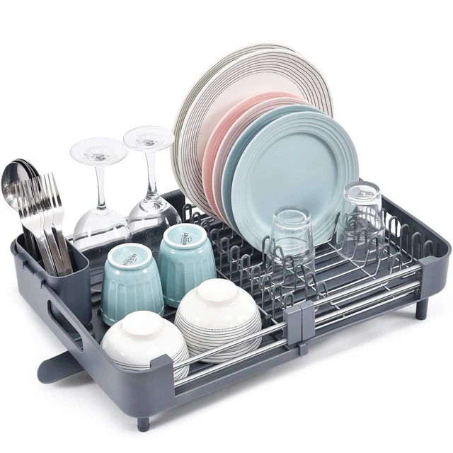 2 Tier Multi-Functional Dish Drainer Grey