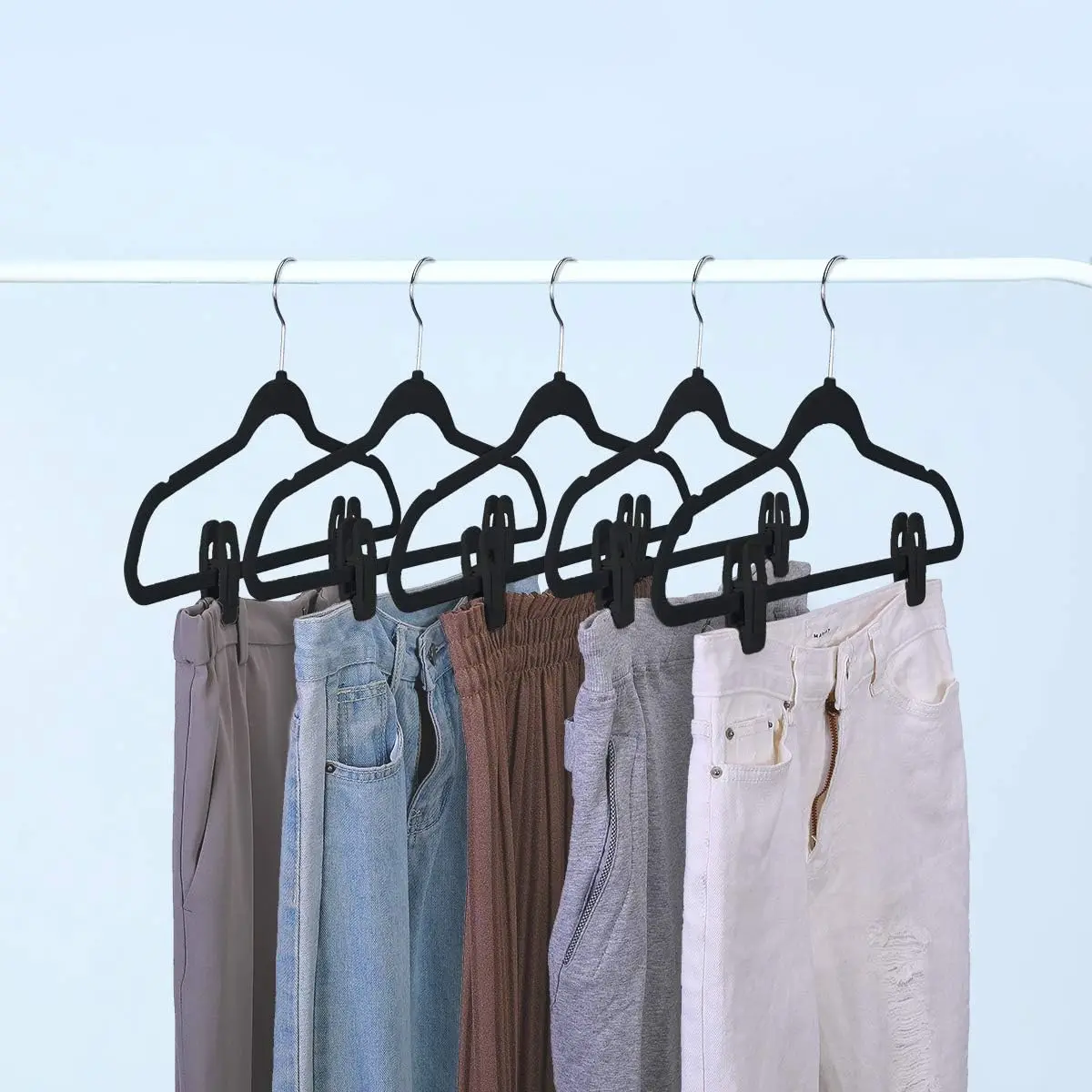 Velvet Hangers Clips Pants Hangers Velvet Clips Strong Finger Clips Perfect for Thin Garment Clips 20pcs Set