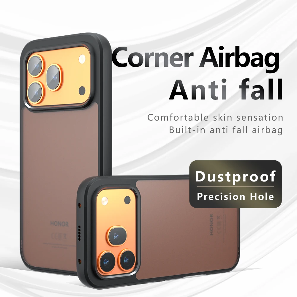 Shockproof Hard PC+Silicone Phone Case with Clear & Matte Back Cover
