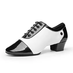 Brand New Modern Men's Ballroom Tango Latin Dance Shoe Man Split Indoor Soft Sole Black White Square Dancing Children Boys Shoes