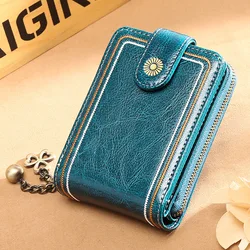 Luxury Anti-Theft Credit Card Bag Female Genuine Leather Folding Card Case Coin Passport Bag Bank Hand Holder Lady Id Storage