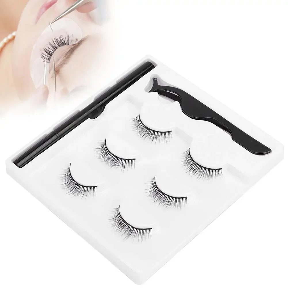 3 Pairs Magnetic False Eyelashes Magnetic Eyeliner Pen Tweezers Set fake eyelashes