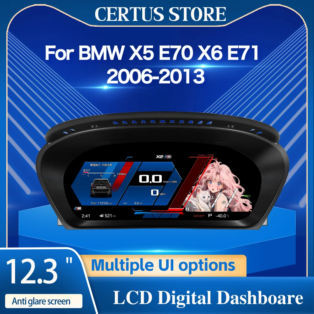 Pantalla LCD de 12.3 pulgadas para BMW X5 E70 X6 E71 2006-2013, panel de instrumentos CCC, velocímetro virtual combinado. 1