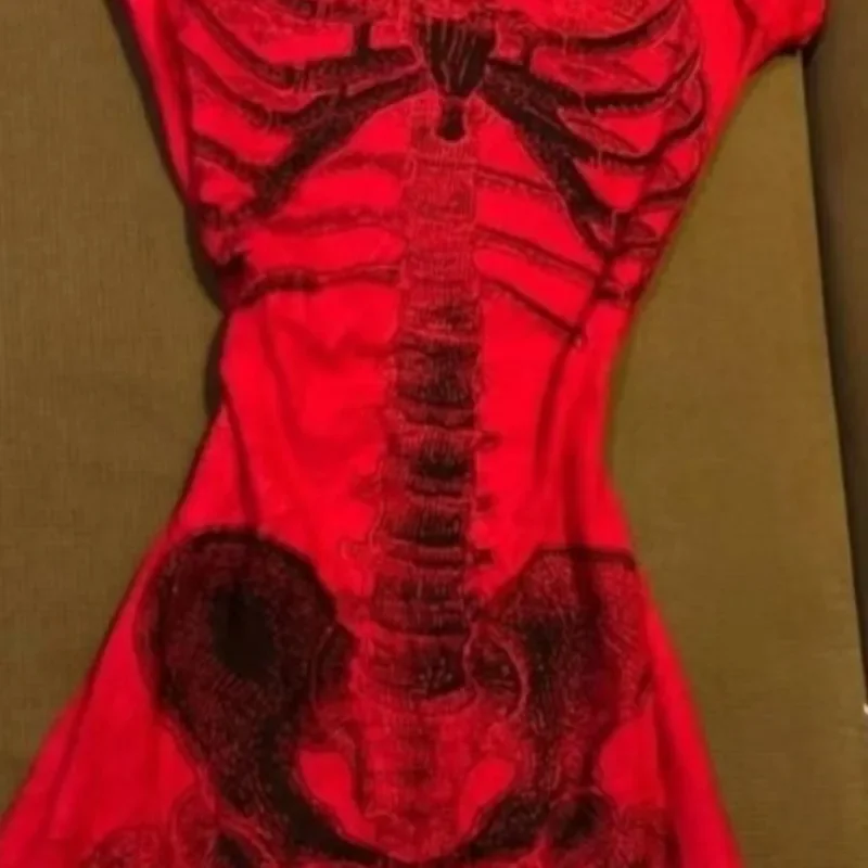 American Vintage Skeleton Aesthetic Short Sleeved Tees Women Y2k Harajuku Rock Hottie T-shirt Gorhic Retro Sexy Slim Chic Tops 3